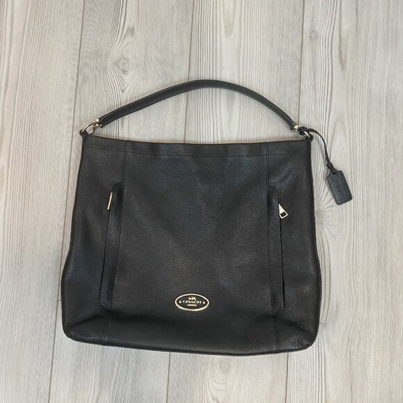Coach Women's Scout Black Pebble Leather Hobo Bag - Picture 2 of 12